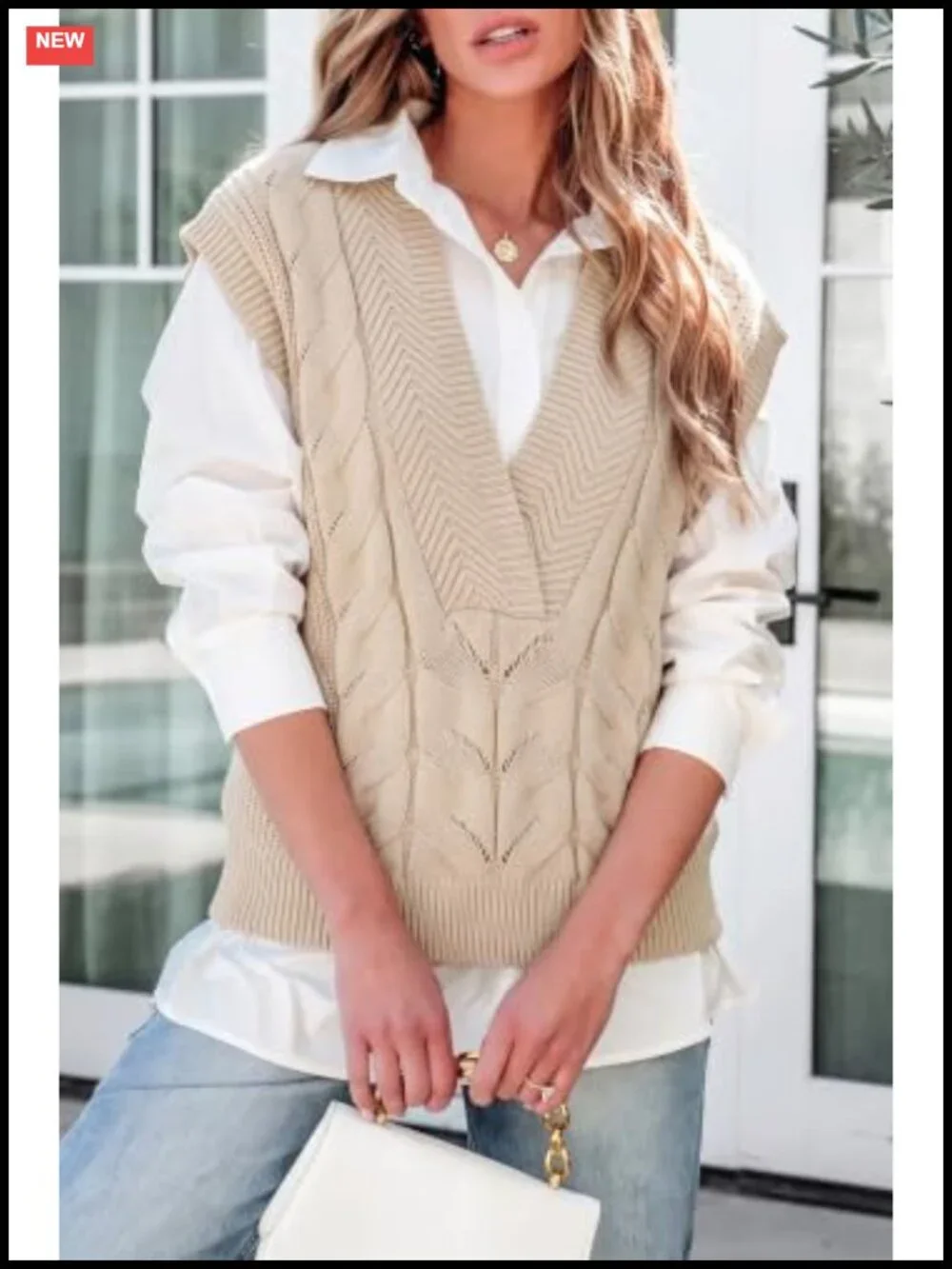 Dokotoo Women's V Neck Sleeveless Oversized Sweater Vest Knit